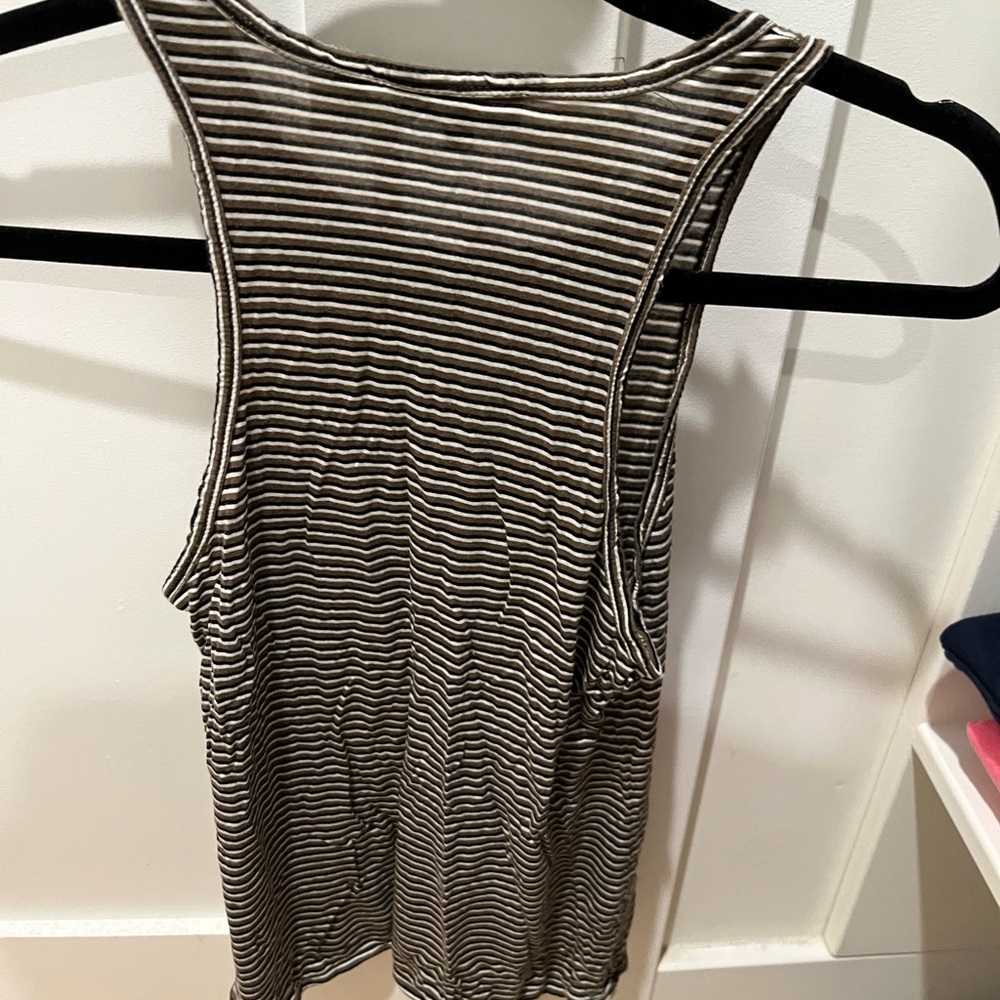 Theory taupe/black/grey cotton racer tank top size small.